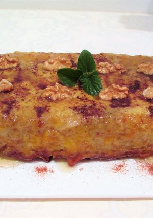 Una foto de Pudín de calabaza con pasta casera al baño María
