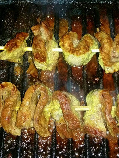 A picture of Yogurt Cilantro Beef Skewers.