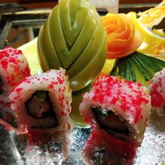 A picture of California Rolls.