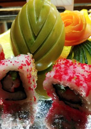 A picture of California Rolls.