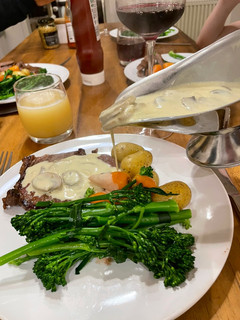 Foto resep Rump steak with creamy mushrooms and vegetables