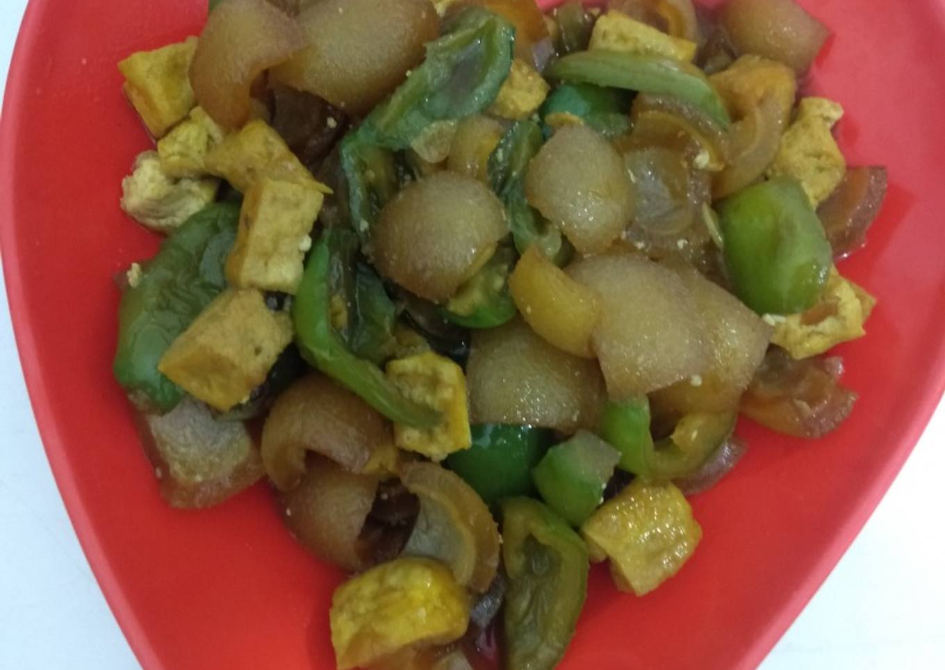 Tumis tahu kikil cabe gendot