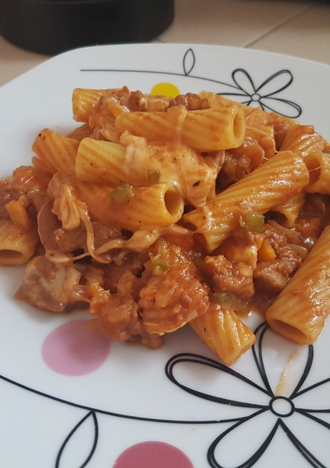 Una foto de Pasta barilla en salsa de cerdo