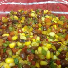 A picture of Mexican corn and bean salad.
