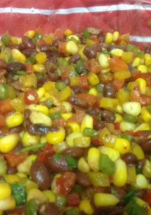 A picture of Mexican corn and bean salad.