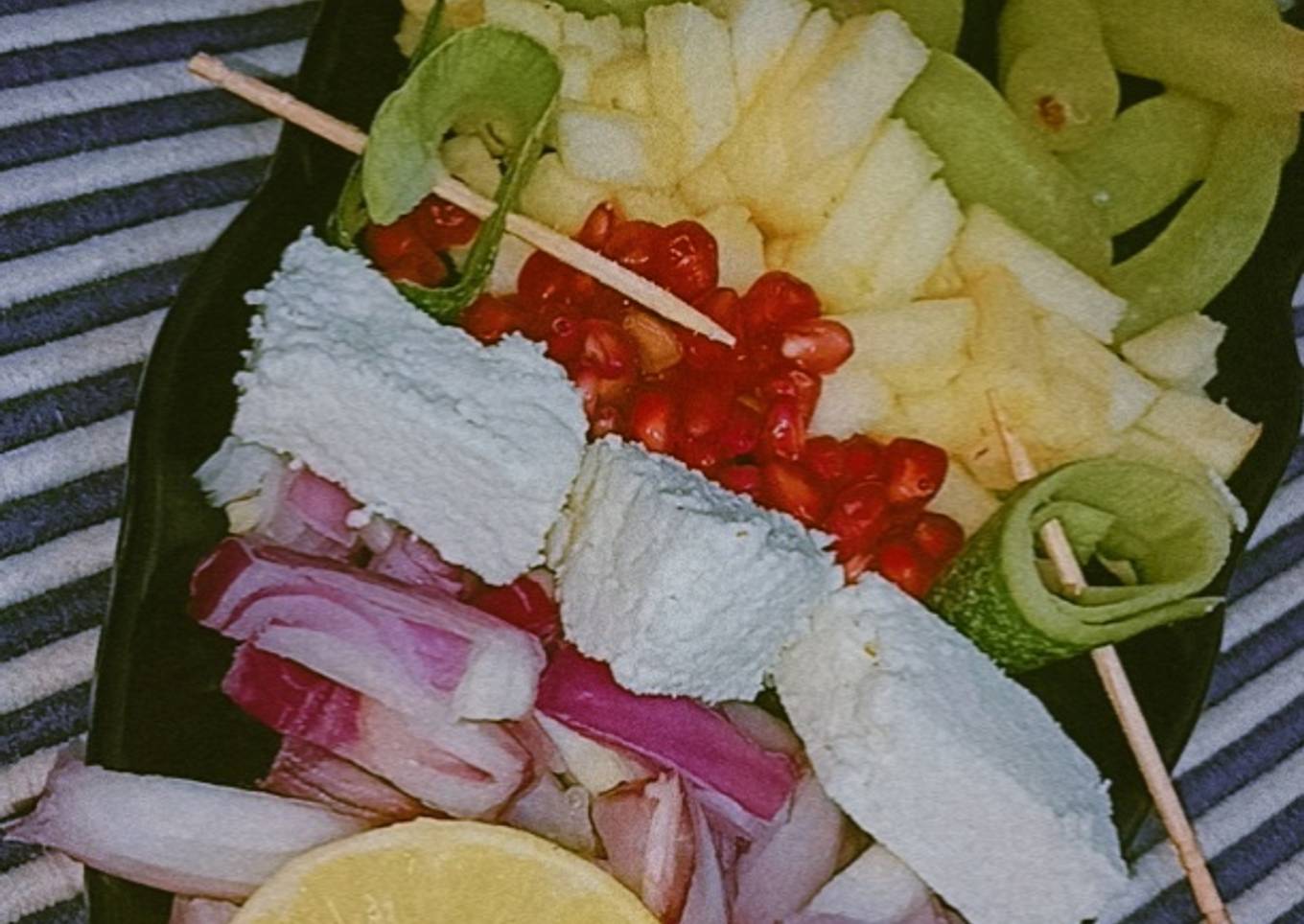 Healthy fruit and feta cheese salad