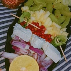 A picture of Healthy fruit and feta cheese salad.