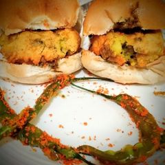 A picture of Vada pav or wada pao.