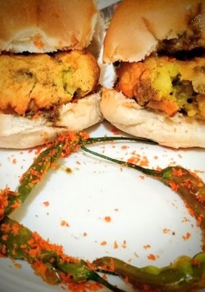 A picture of Vada pav or wada pao.