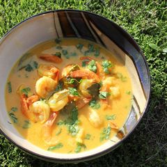 Coconut curry prawns A picture of Coconut curry prawns.