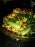 Tumis pokcoy jagung pete tempe