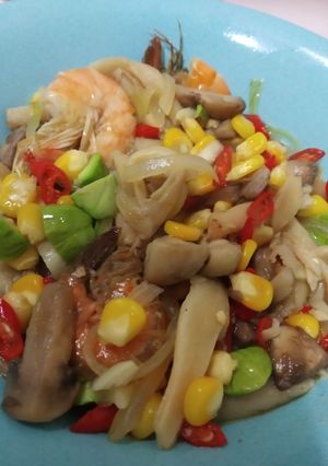 Foto resep Oseng jamur kancing udang