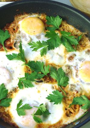 Una foto de Shakshuka sin azúcar