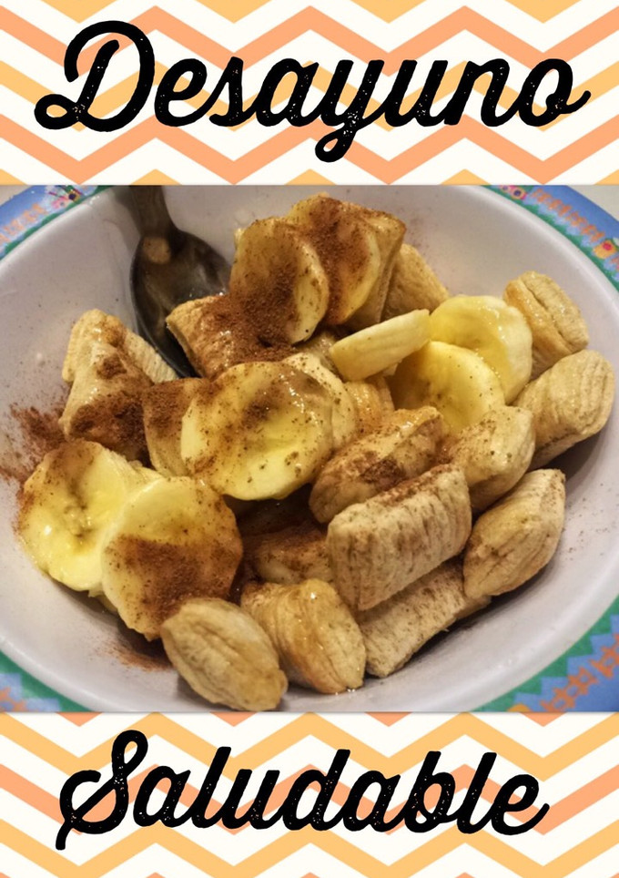 Una foto de Desayuno saludable: Banana, cereales, miel y canela