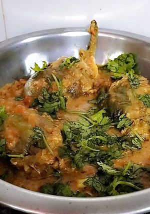 A picture of Rajasthani Stuffed Eggplant.