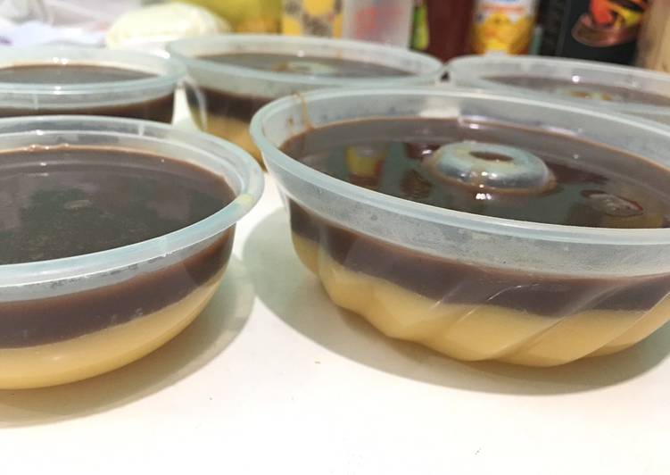 Pudding susu orange dan coklat #pudding 2 layer