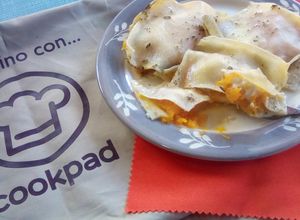 Una foto de Ravioles abiertos de calabaza y queso 🎃ƪ⁠(⁠˘⁠⌣⁠˘⁠)⁠ʃ🧀