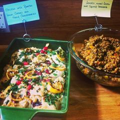 A picture of Chicken with roasted lemon, capers and fresh cranberries.