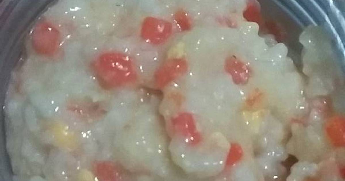  Resep  Mpasi key bubur  nasi  telur wortel  oleh Intan 