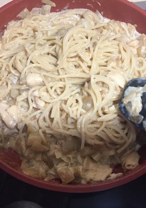 Foto principal de Espaguetis a la carbonara con berenjena