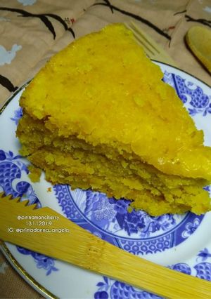 A picture of Depression Mango Cake Baked in Rice Cooker (No Eggs, No Milk).