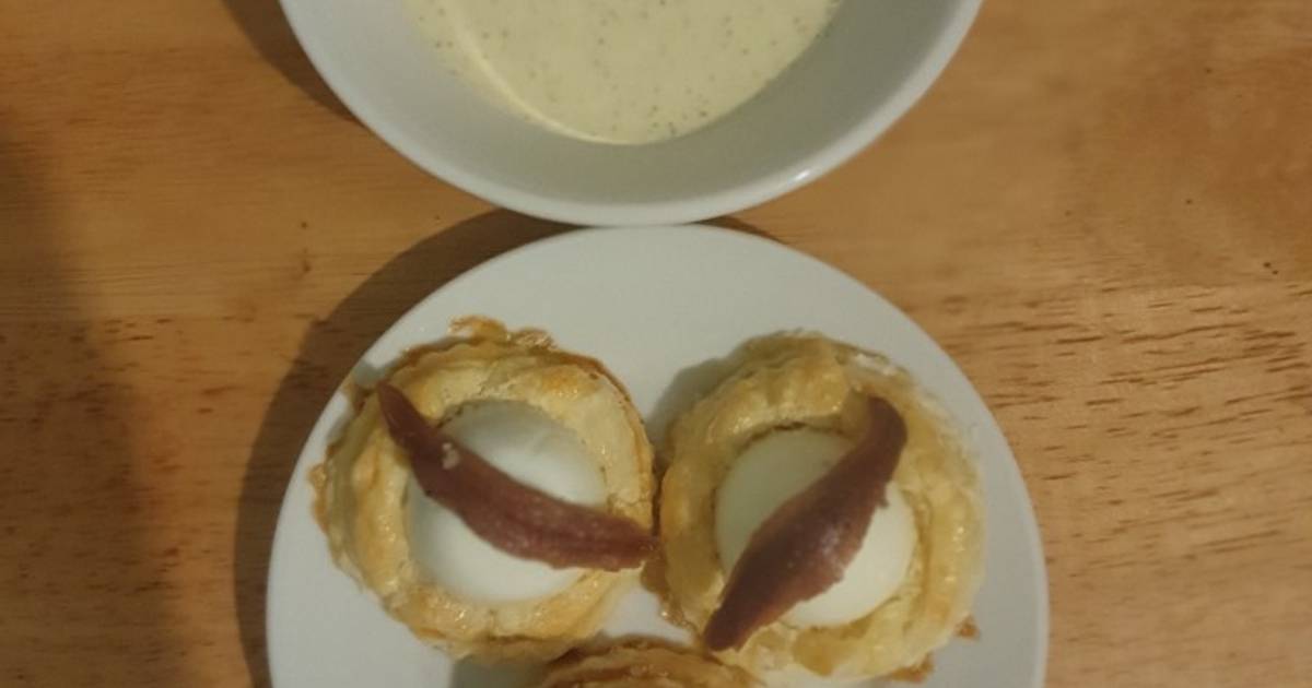Hard boiled Eggs Anchovies Volauvents Recipe by Gary Waite Cookpad