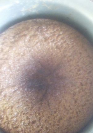 A picture of Baking a vanilla cake using a jiko.