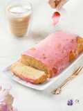 Whipped cream pound cake with strawberry glaze