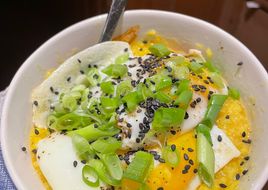 Creamy Turmeric Congee with Fried Eggs