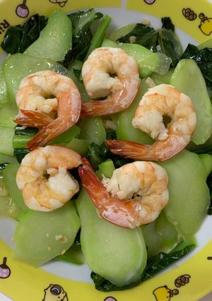 Hình của món Cải Rổ Xào Tôm.