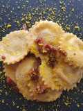 Ricotta and Bell Pepper Ravioli in Special Carbonara