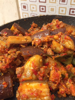 Foto resep Terong balado daging (tanpa digoreng)
