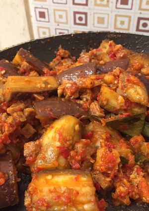 Foto resep Terong balado daging (tanpa digoreng)