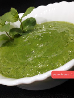 A picture of Mint chutney spicy and tangy.