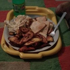 Fried yam,plantain and egg A picture of Fried yam,plantain and egg.