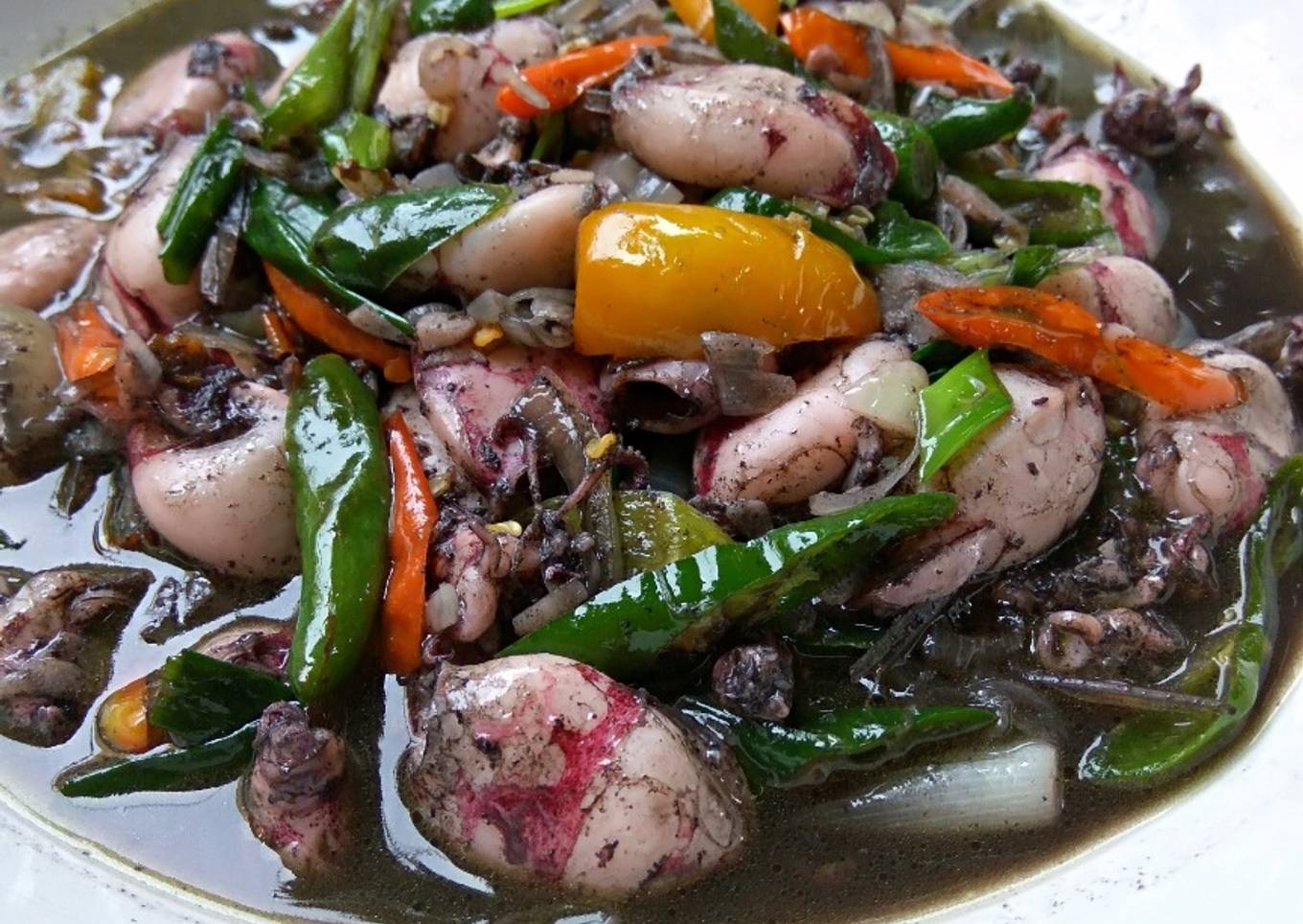 Sotong hitam pedas goreng