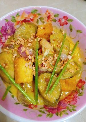 Hình của món Chuối xanh rim cốt dừa.