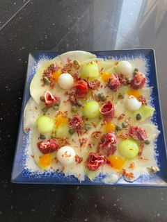 Una foto de Carpacho de melón