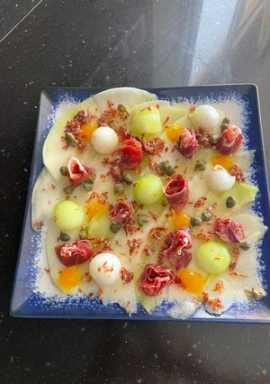 Una foto de Carpacho de melón