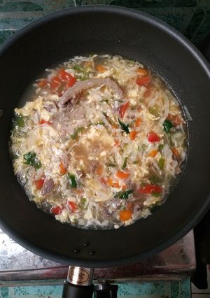Foto resep Scrambel egg & beef soup