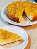 Cheesecake (de requesón) con duraznos en almíbar