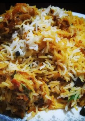 A picture of Chicken dum biryani.