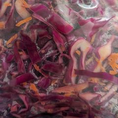 A picture of Modified Asian dressing (no soy) slaw.