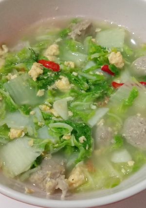 Foto resep Sayur sawi putih telur bakso praktis