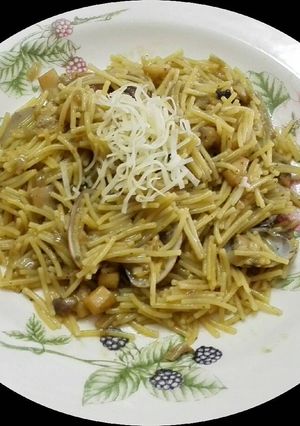 Una foto de Fideos al pesto