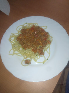 Una foto de Pasta al ajillo con salsa