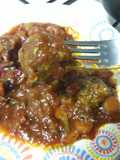 Albóndigas vegetarianas con mermelada de pimiento al vino blanco