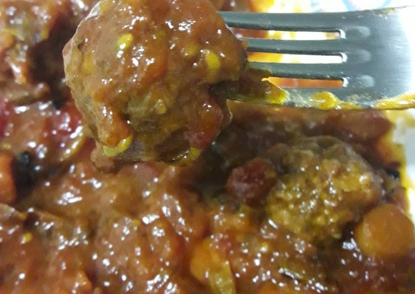 Albóndigas vegetarianas con mermelada de pimiento al vino blanco