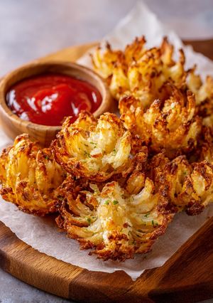 A picture of Baby Air Fryer Blooming Onions: Irresistibly Crispy & Easy.