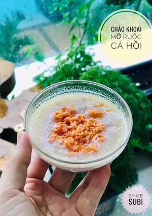 Hình của món Ăn dặm- Cháo khoai mỡ ruốc cá hồi.